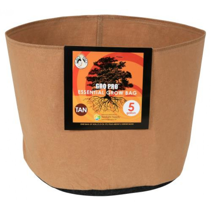 Gro Pro Essential Round Fabric Pot - Tan 5 Gallon (90/Cs)