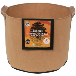Gro Pro Essential Round Fabric Pot w/ Handles 5 Gallon - Tan (90/Cs)