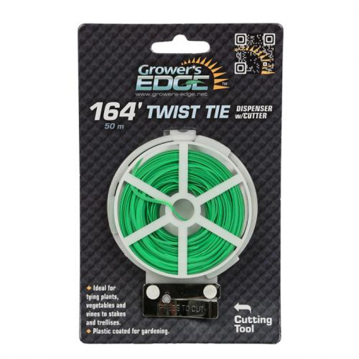 Grower's Edge Green Twist Tie Dispenser w/ Cutter - 164 ft (6/Cs)